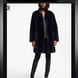 Velvet by Graham & Spencer Mina Navy Faux Fur Coat